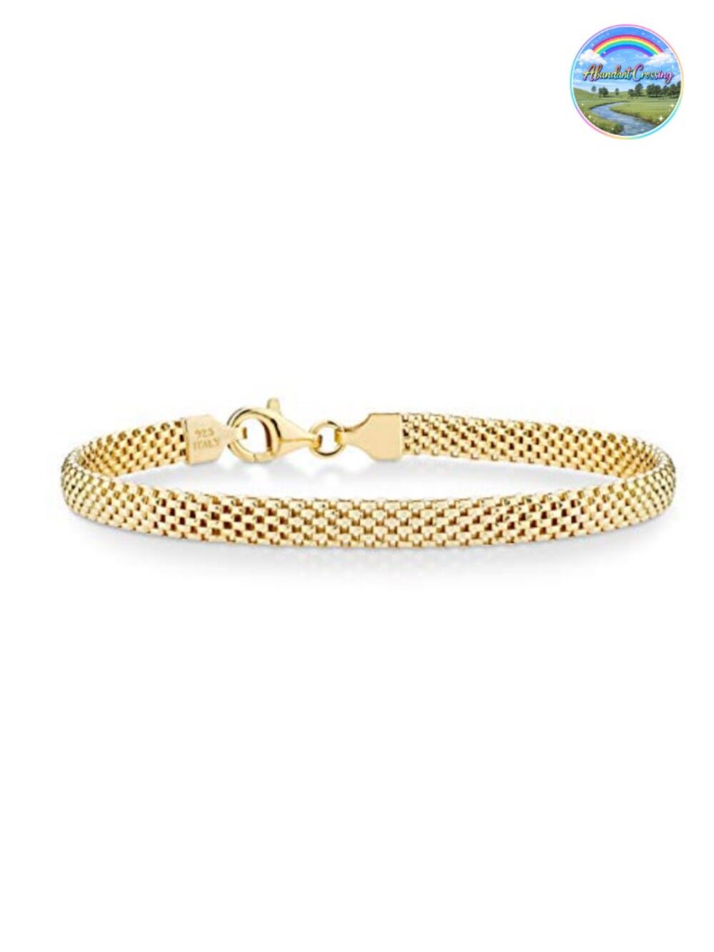 18K Gold Plated 925 Sterling Silver 5mm Mesh Bracelet